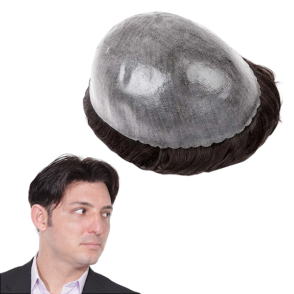 Prótese Capilar Micropele Castanho Escuro 50%grisalho 20x25cm