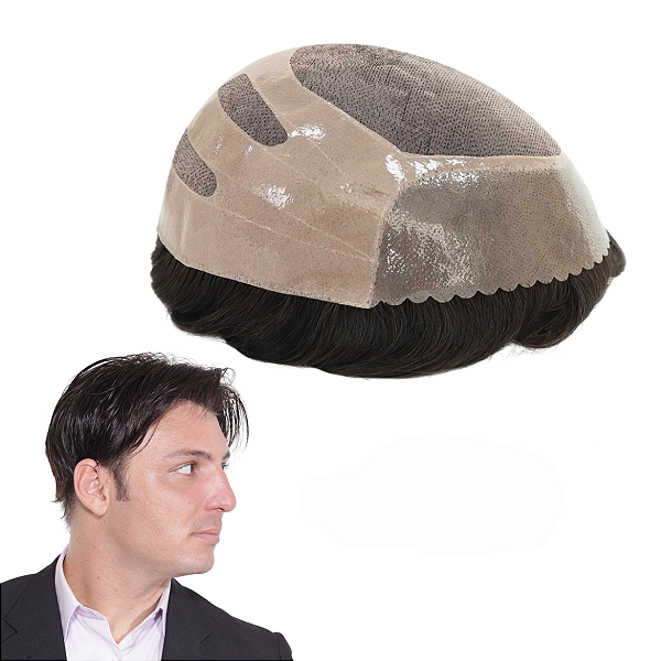 Prótese Capilar Base Híbrida 20x25cm Castanho Escuro 110%