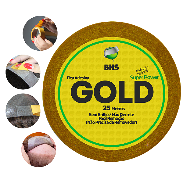 Fita Adesiva Capilar 25m x 4,0cm Gold Super Power Dupla Não Derrete  Protese Capilar Silicone Hibrida , Peruca , Aplique Hair , BHS