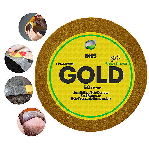 Fita Adesiva Gold Super Power 4,0cm X 50m para Protese Capilar Silicone Hibrida , Peruca , Aplique Hair , BHS