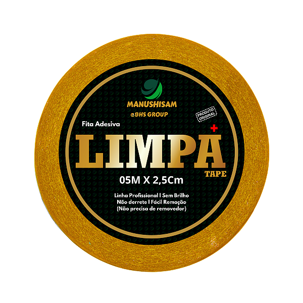 Fita Adesiva Limpa Tape+ Para Prótese Capilar 05m X 2,5Cm  Não Derrete  Protese Capilar Silicone Hibrida , Peruca , Aplique Hair , BHS
