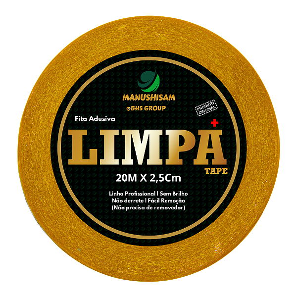 Fita Adesiva Limpa Tape+ 20M X 2,5Cm Não Derrete Protese Capilar Silicone Hibrida , Peruca , Aplique Hair , BHS