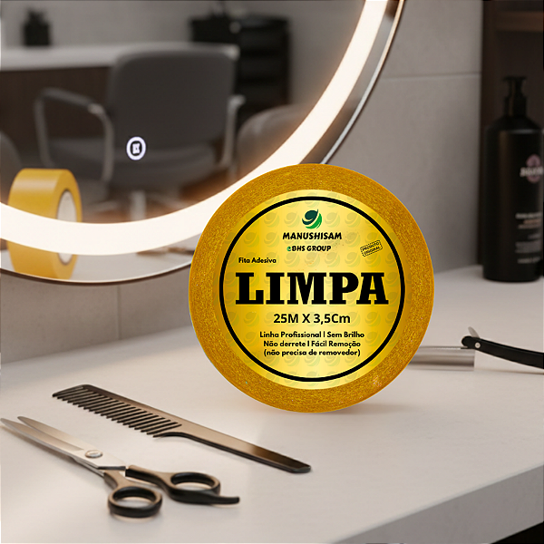 Fita Adesiva Dupla Face Limpa Tape Super Original BHS Para Prótese Capilar 25M X 3,5Cm Perucas , Silicone, Híbrida