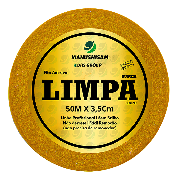 Fita Adesiva Dupla Face Limpa Tape Super Original BHS Para Prótese Capilar 50M X 3,5Cm Perucas , Silicone, Híbrida