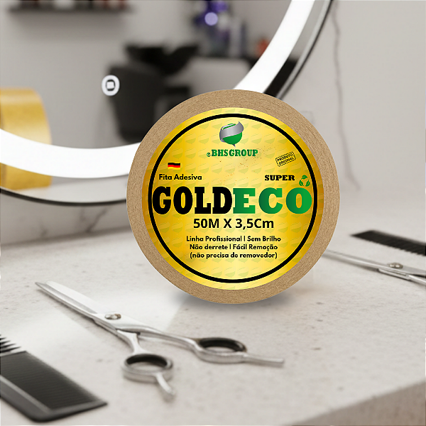 Fita Adesiva Dupla Face Gold Eco Super 50m x 3,5cm Prótese Capilar