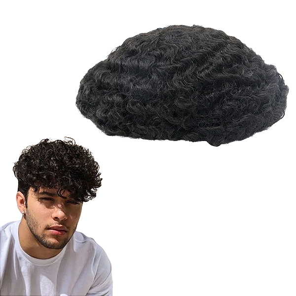 Prótese Capilar Afro Com Base Em Micropele Castanho Escuro 20X25Cm