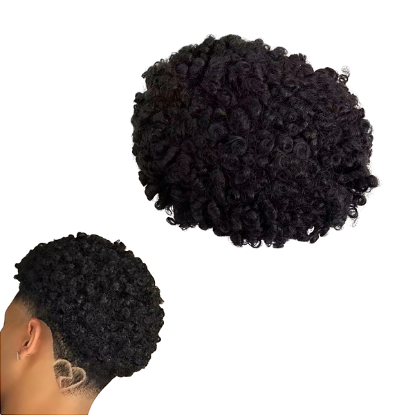Prótese Capilar Masculina Afro Micropele #1C Castanho Escuro Intenso 20x25 cm 120% Densidade 15mm