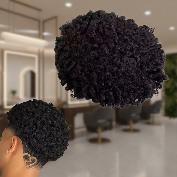 Prótese Capilar Masculina Afro Micropele #1C Castanho Escuro Intenso 20x25 cm 120% Densidade 15mm
