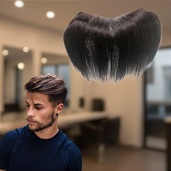 Franja Base Silicone 2,5cm x 16cm Cabelo Humano Cor Castanho Escuro