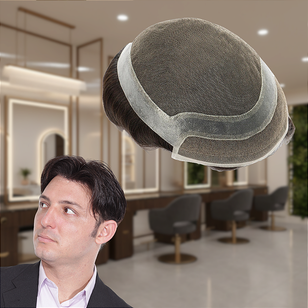 Prótese Capilar Base Híbrida Modelo Hollywood 20X25cm Cor Loiro Acinzentado