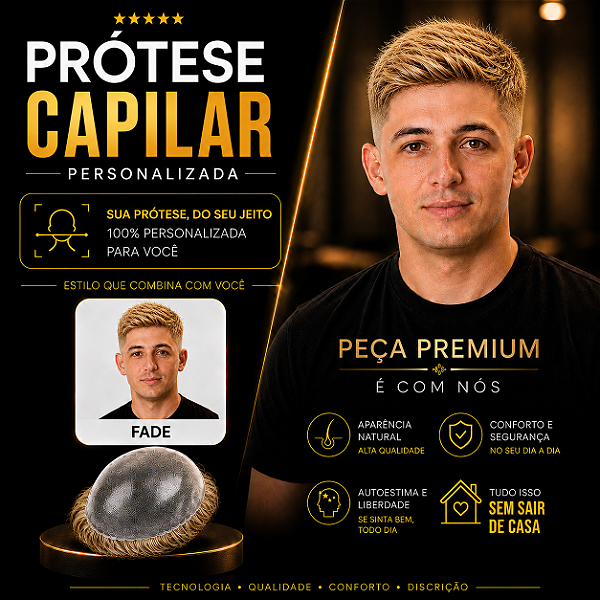 Prótese Capilar Pronta Micropele Corte Fade Loiros + Kit de Manutenção Grátis