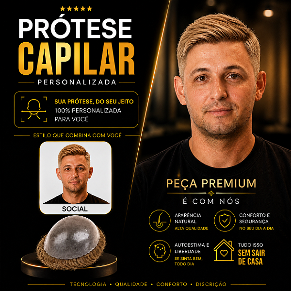 Prótese Capilar Pronta Micropele Corte Social Loiros + Kit de Manutenção Grátis