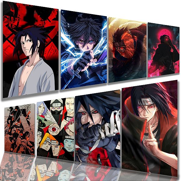 Kit 10 Quadros Decorativo Akatsuki Naruto Óbito Sasuke