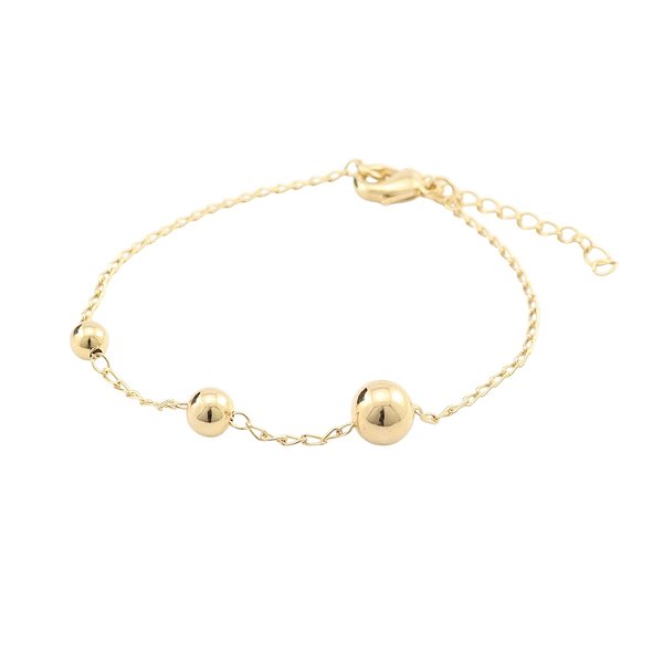 Pulseira Dourada Três Bolinhas Diferentes