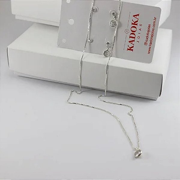 Conjunto Ponto de Luz Prata com Dois Pares de Brinco