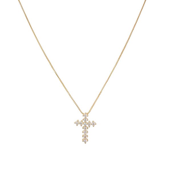 Colar de Cruz Feminino Banhado a Ouro 18k