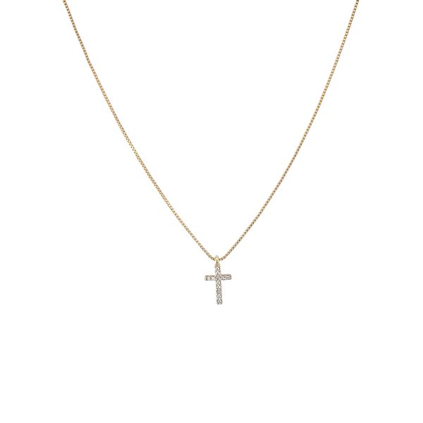 Colar Cruz com Zircônia Banhado a Ouro 18k