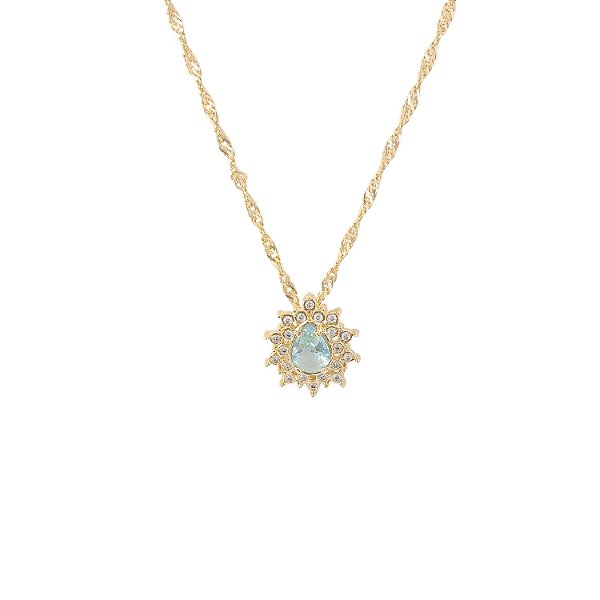 Gargantilha Feminina Verde Acqua com Zircônias