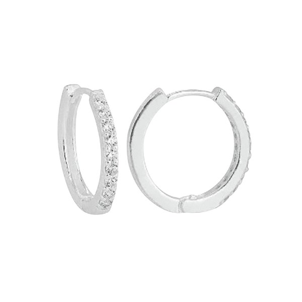 Brinco Argola Prata Feminino com Zircônia Cristal