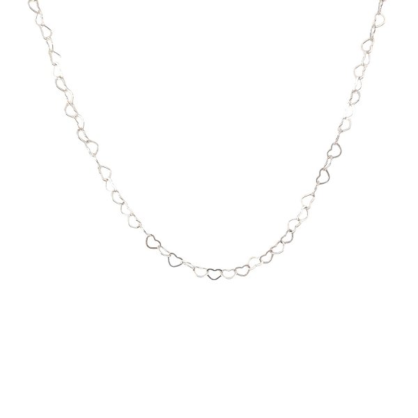 Choker Corrente Prata Elos de Coração 3mm