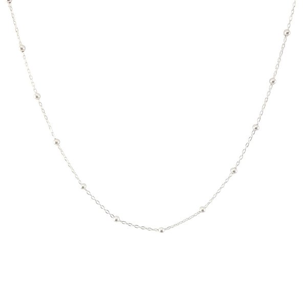 Choker de Prata Corrente com Bolinhas