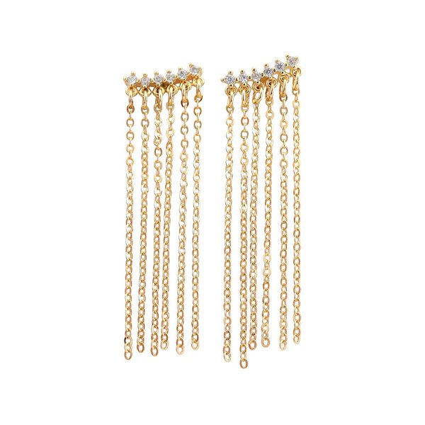 Brinco Franja Dourado Banhado a Ouro 18k