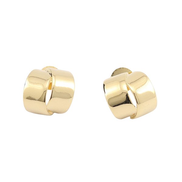 Brinco Meia Argola Entrelaçada Banhado a Ouro 18k