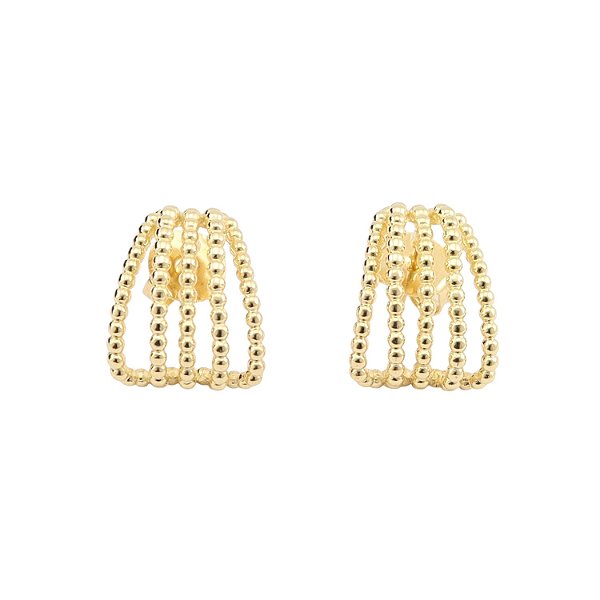 Ear Hook Bolinhas com 5 Filetes Banhado a Ouro 18k