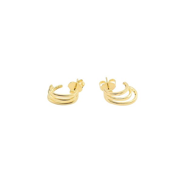 Brinco Ear Hook Triplo com 3 Filetes Lisos