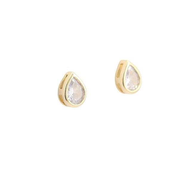 Brinco Gota Zircônia Cristal Banhado a Ouro 18k