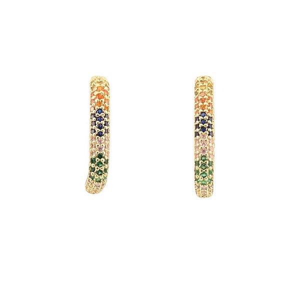 Ear Hook Dourado Zircônias Coloridas