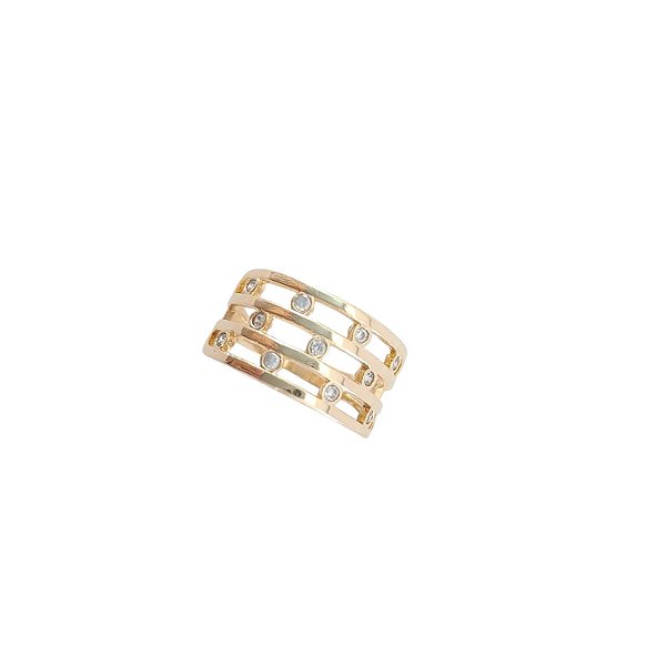 Anel 4 Aros com Zircônias Banhado a Ouro 18k