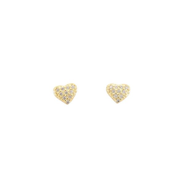 Brinco Coração Cravejado com Zircônias Banho Ouro 18k