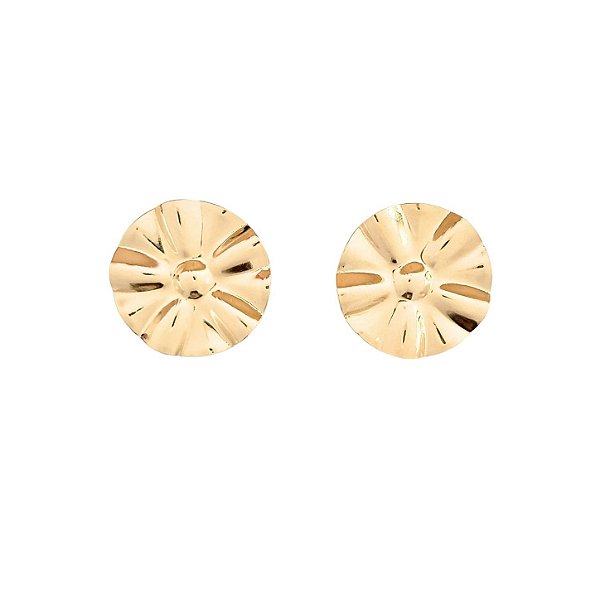 Brinco Orgânico Redondo com Relevos Banhado a Ouro 18k