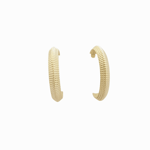 Brinco Argola Craquelada Banhado a Ouro 18k