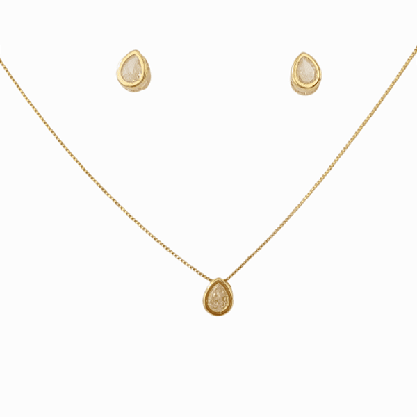 Conjunto Colar e Brinco Gota com Ponto de Luz Embutido