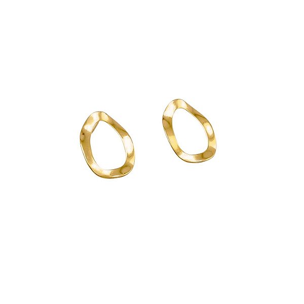 Brinco Orgânico Oval Vazado Banhado a Ouro 18k