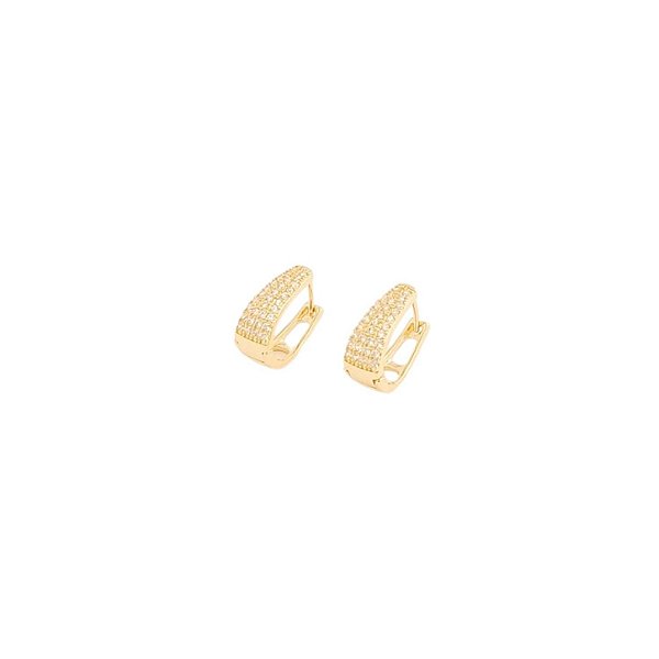 Brinco Argolinha Click Oval Cravejada com Zircônia Cristal