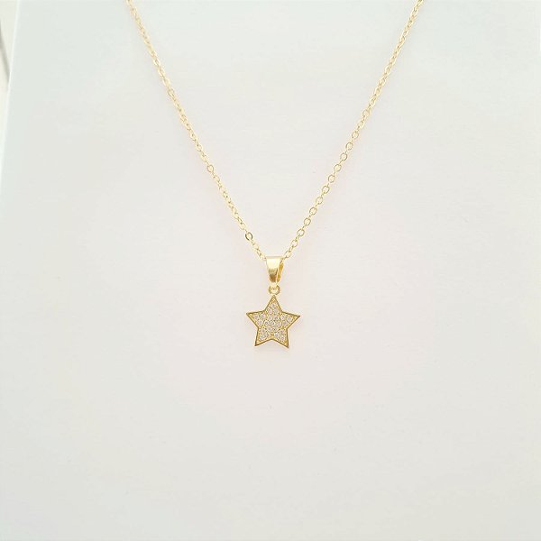 Gargantilha Estrela com Zircônia Cristal Banhada a Ouro 18k