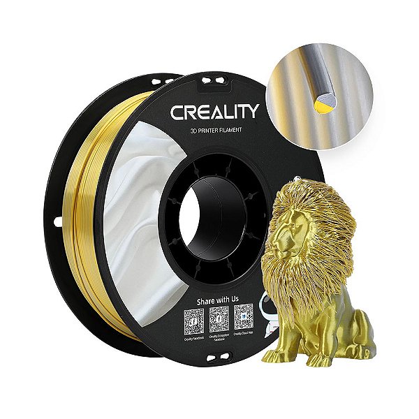 Filamento Impressão 3D Creality Cr-Silk Pla Bicolor Ouro-Prata 1kg