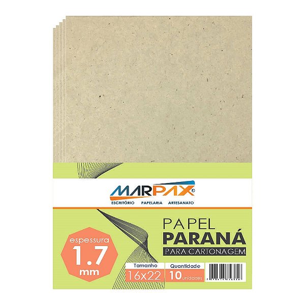 Papel Paraná Para Cartonagem Marpax 1,7mm 16x22cm 10un  Marpax Cod 257556