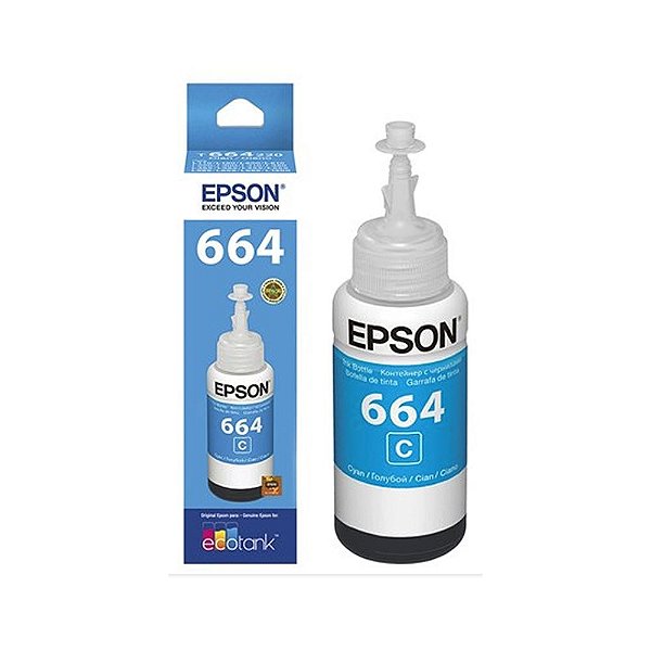 Tinta Epson L355 L365 L375 L455 664 Original Cyan 70ml Azul Marpax Cod 258777