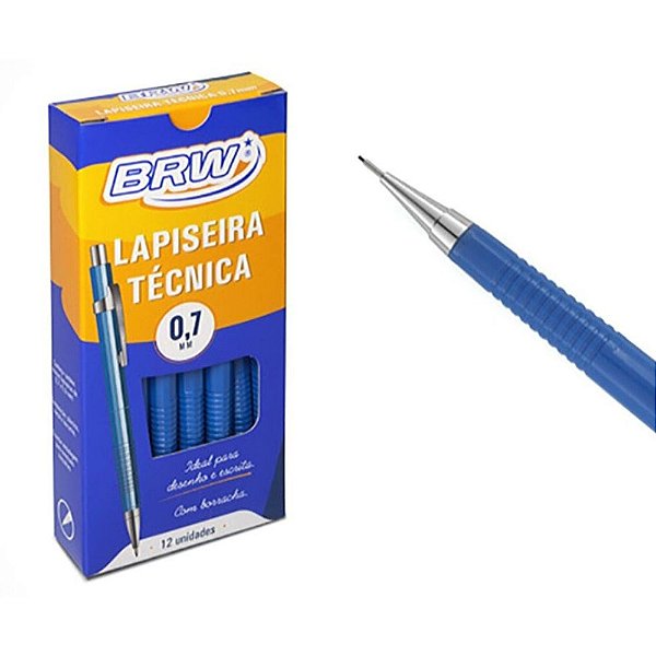 Lapiseira 0.7mm Técnica Azul Com Borracha Brw Caixa 12un Azul Marpax Cod 258895