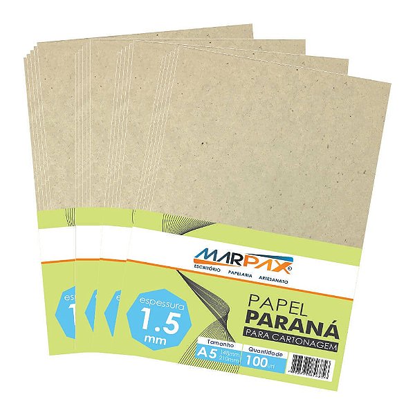 Papel Paraná Para Cartonagem Marpax 1,5mm A5 148x210mm 100un  Marpax Cod 258024