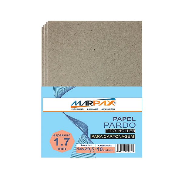 Papel Para Cartonagem Pardo Tipo Holler 1,7mm 14x20,5cm 10un  Marpax Cod 257931