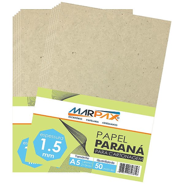 Papel Paraná Para Cartonagem Marpax 1,5mm A5 148x210mm 50un  Marpax Cod 258004