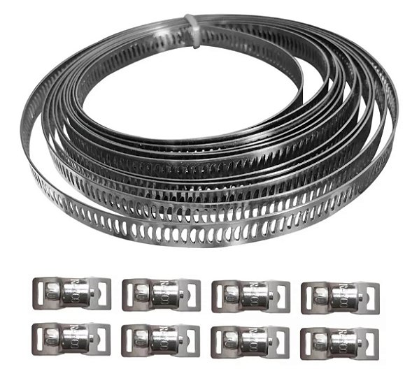 Kit 5 Cartelas Fita Perfurada 3 metros com 8 Clips cada