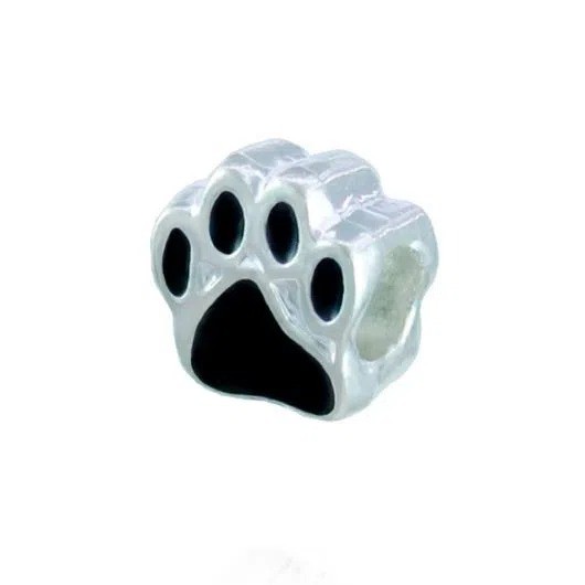 Berloque Separador Patinha Esmaltada Preta