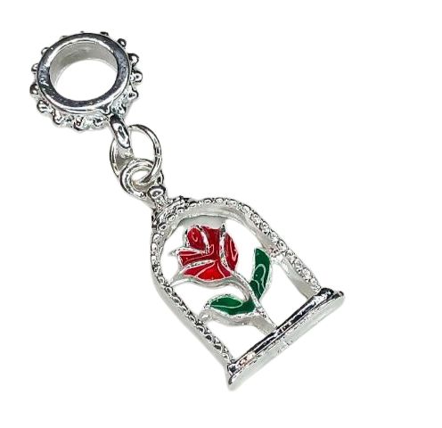 Berloque Rosa Bela Banhado em Prata 925