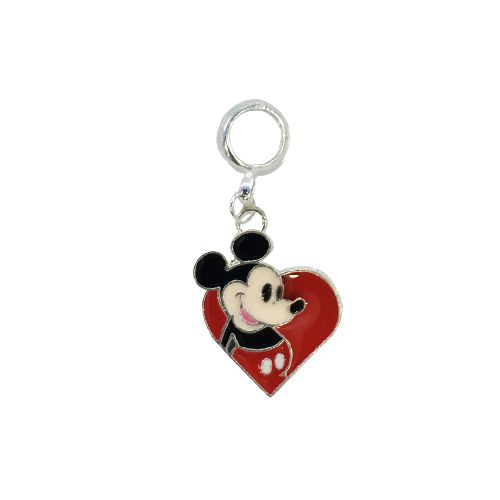 Berloque Mickey no Coração Banhado em Prata 925